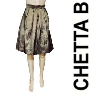 Chetta B Tulle Lined Pleated A Line Skirt In Gunmetal